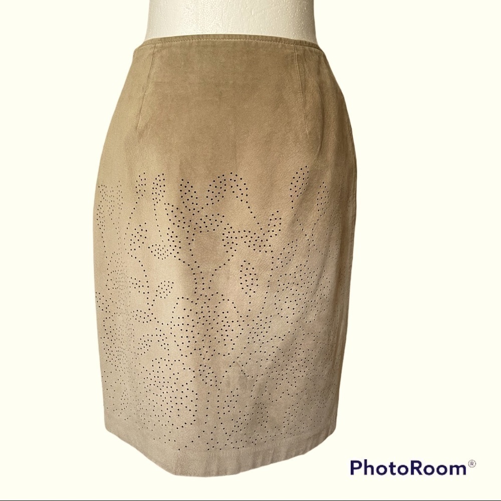 Rena Rowan Suede leather pencil skirt 4